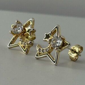 Celestial Gold and Silver Star Moon Earrings